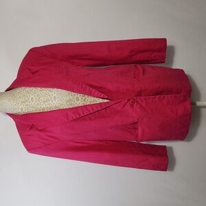 Fashion Options Linen Blazer Pink Lined Notch Collar Pockets Single Button SZ 8